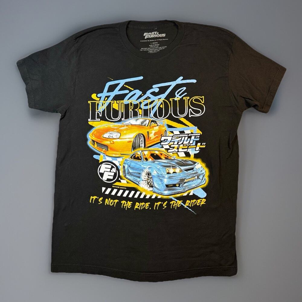 Fast & Furious Movie Graphic T-Shirt Mens Size: Large Toyota Supra Skyline GT-R